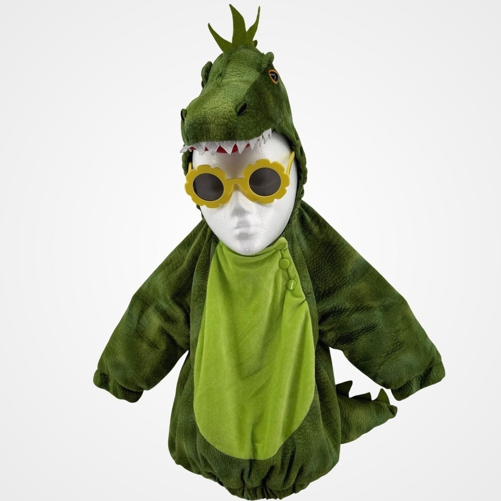 Dinosaur Costume Baby 12-18M Green Plush Hooded Halloween T-Rex Toddler